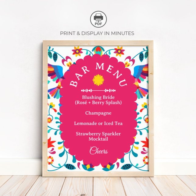 Fiesta Cocktail Bar Menu Bridal Shower Sign Poster (Skapare uppladdad)