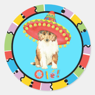 Fiesta Collie Classic Round Sticker Runt Klistermärke
