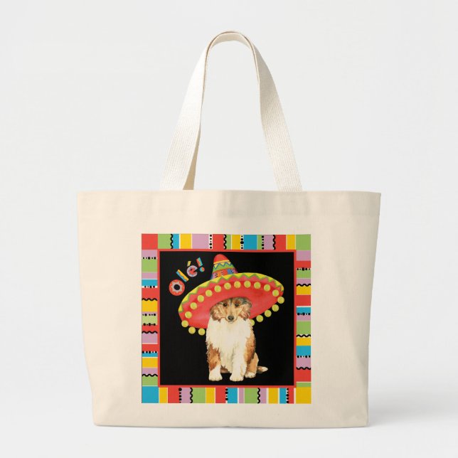 Fiesta Collie Large Tote Bag Jumbo Tygkasse (Framsidan)