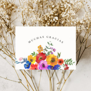 Fiesta Colorful Blommigt Mexiko Bröllop Spanien Tack Kort