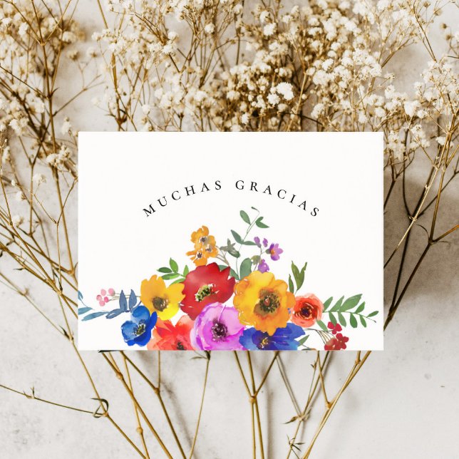 Fiesta Colorful Blommigt Mexiko Bröllop Spanien Tack Kort (Skapare uppladdad)