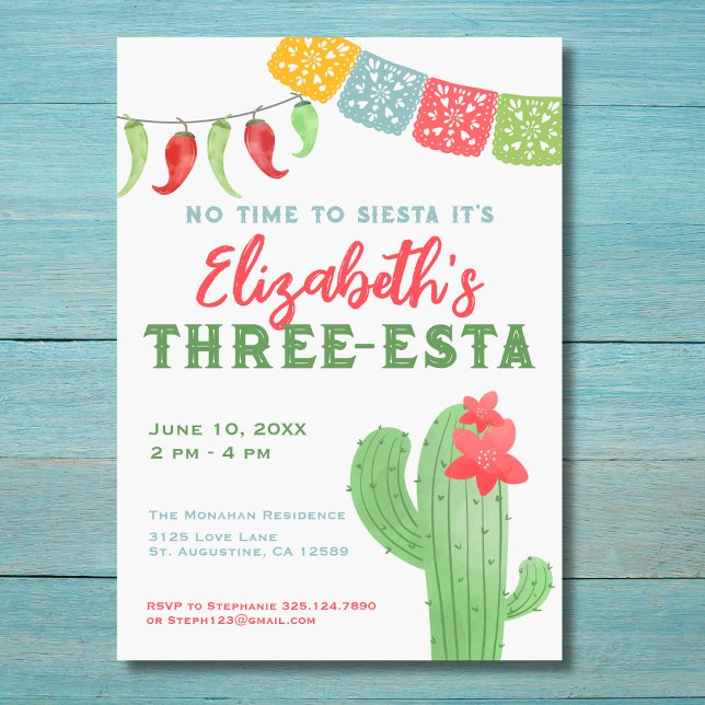 Fiesta Colorful Cactus Treesta Birthday Inbjudningar (Skapare uppladdad)