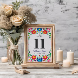 Fiesta Colorful Floral Botanical Spanish Wedding Bordsnummer