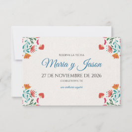 Fiesta Colorful Floral Modern Boda Spanish Wedding Spara Datumet