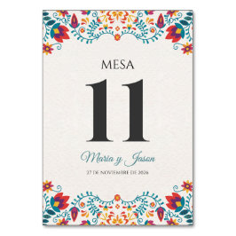 Fiesta Colorful Floral Spanish Wedding Bordsnummer