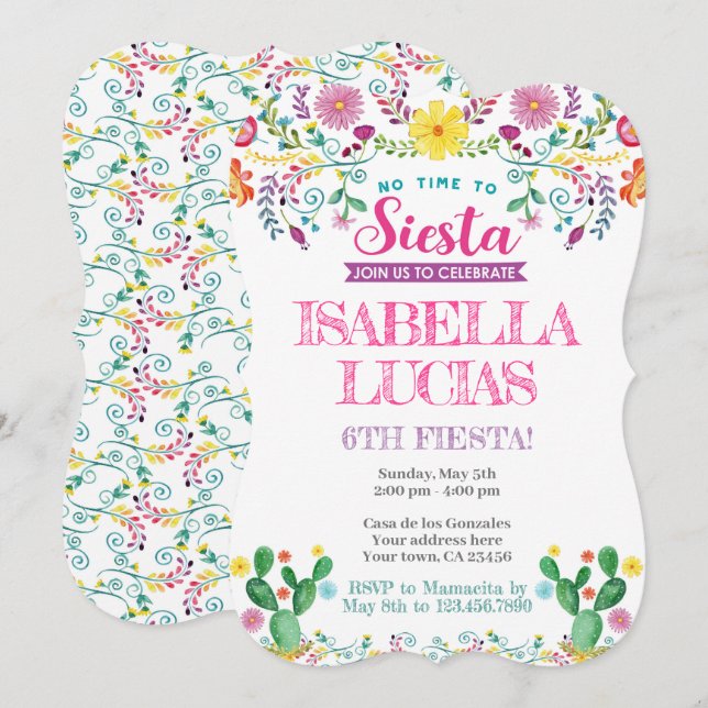 Fiesta, cumpleaños de Cinco de Mayo Inbjudningar (Fram/baksida)