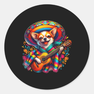 Fiesta Cute Chihuahua spelar Guitar Cinco De Runt Klistermärke