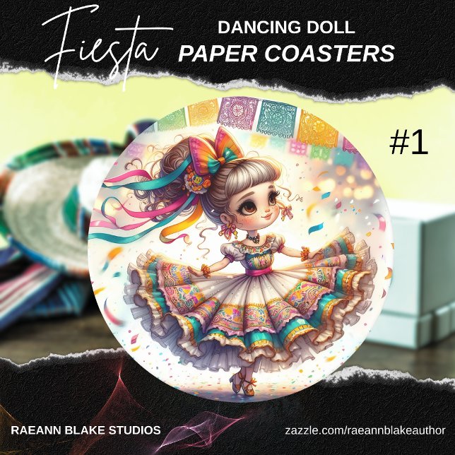 Fiesta Dancing Doll (#1) Paper Coaster Sets Underlägg Papper Rund (Skapare uppladdad)