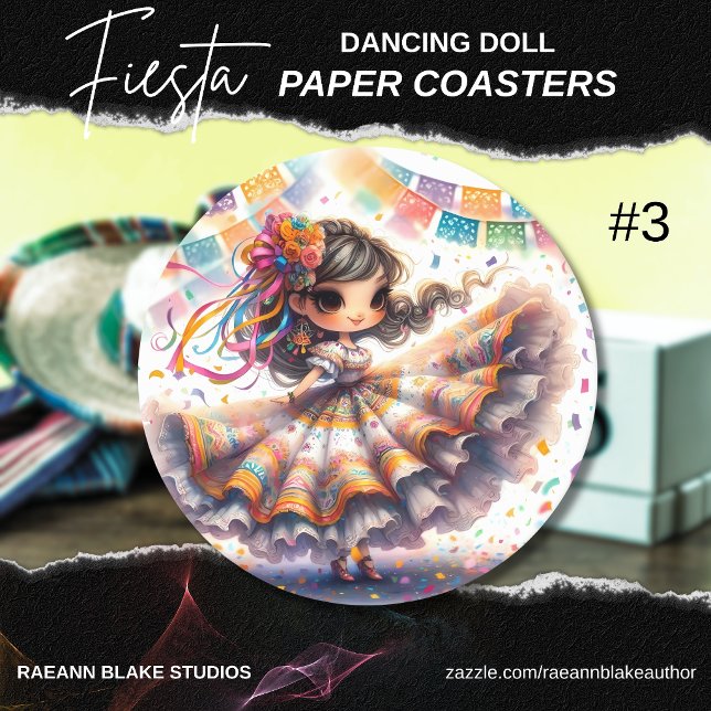Fiesta Dancing Doll (#3) Paper Coaster Sets Underlägg Papper Rund (Skapare uppladdad)