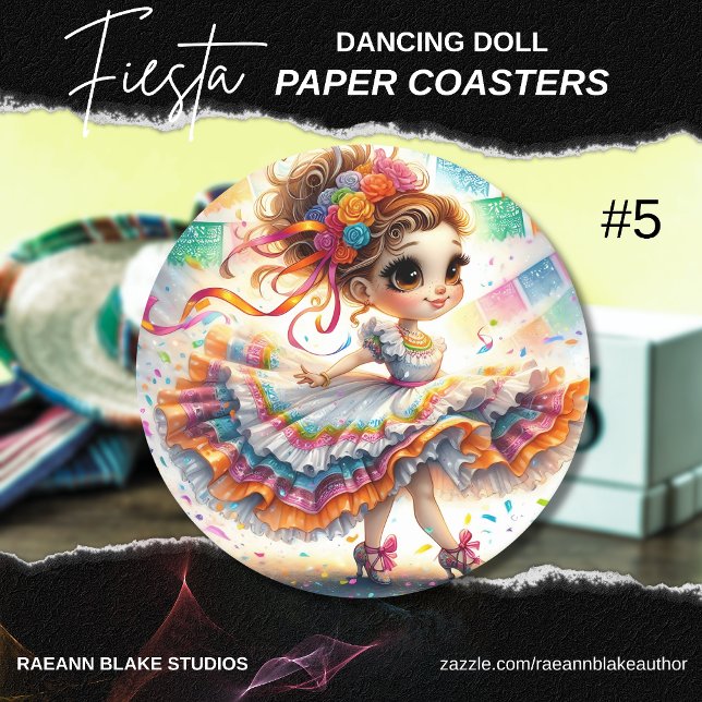 Fiesta Dancing Doll (#5) Paper Coaster Sets Underlägg Papper Rund (Skapare uppladdad)