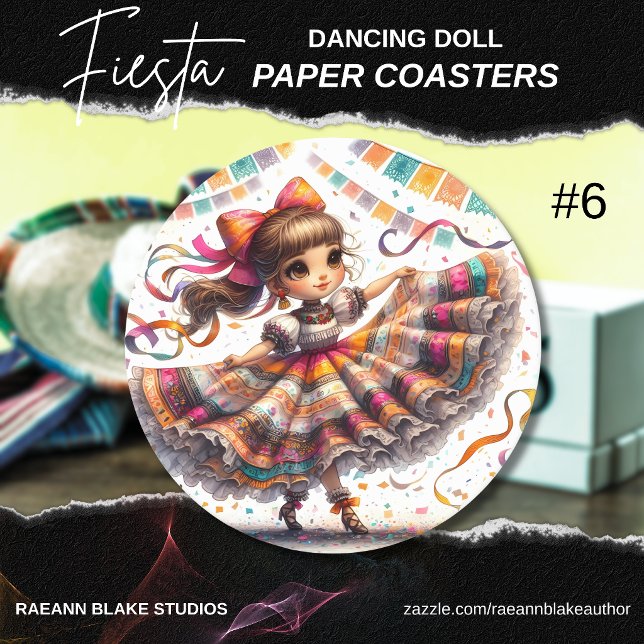 Fiesta Dancing Doll (#6) Paper Coaster Sets Underlägg Papper Rund (Skapare uppladdad)