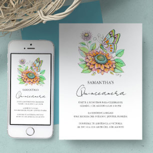 Fiesta de Quinceañera con Tema de Mariposas Inbjudningar