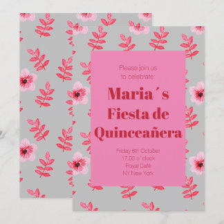 Fiesta de Quinceañera Flores Acuarela Birthday Inbjudningar