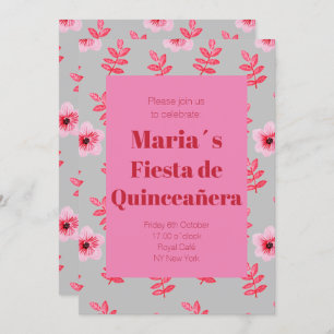 Fiesta de Quinceañera Flores Acuarela-födelsedagen Inbjudningar
