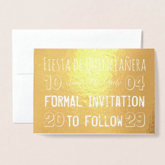 Fiesta de Quinceañera Spara datumet Folierat Kort (Framsida med kuvert)