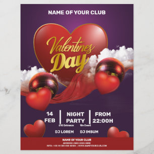 Fiesta de Valentines Red Hearts Reklamblad