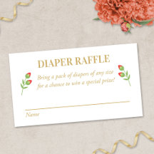 Fiesta Diaper Raffle Card, Red Blommigt