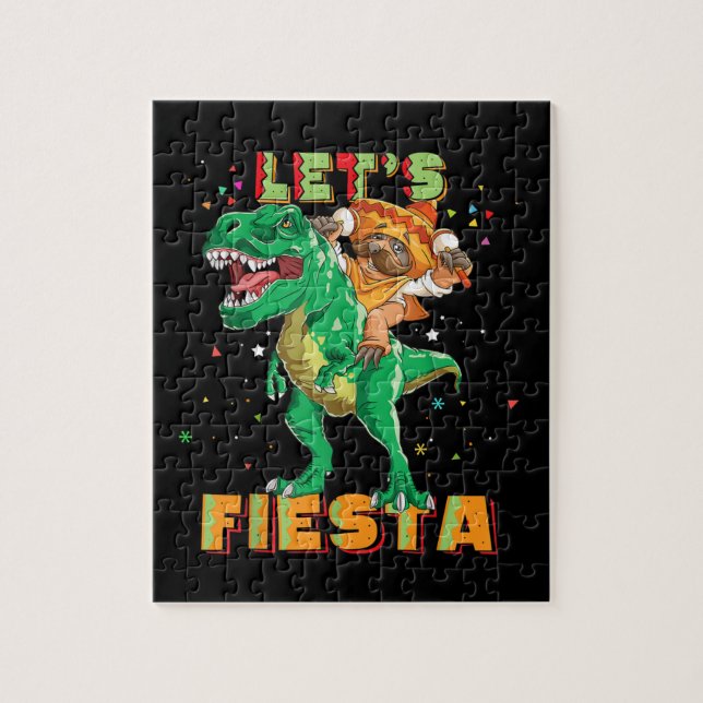 Fiesta Dinosaur Mexican Dino Cinco De Mayo Pussel (Vertikal)