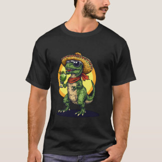 Fiesta Dinosaur T-Rex Dino Cinco De Mayo Mexikansk T Shirt
