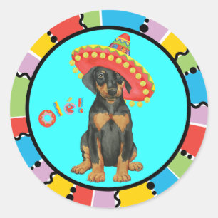 Fiesta Doberman Pinscher Classic Round Sticker Runt Klistermärke
