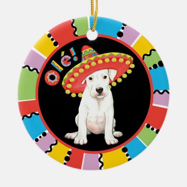 Fiesta Dogo Argentino Julgransprydnad Keramik (Framsidan)