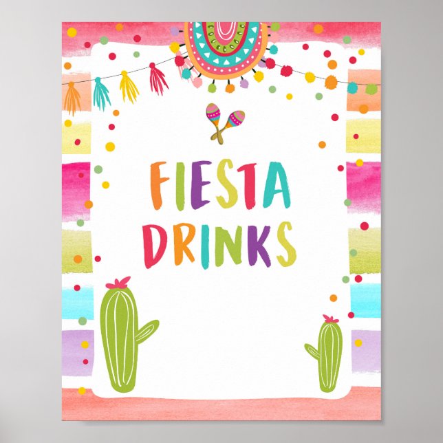 Fiesta Drinks Mexikansk Kall Dryck Kaktus Bord Sky Poster (Framsidan)