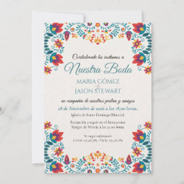 Fiesta Elegant Colorful Floral Spanish Wedding Inbjudningar