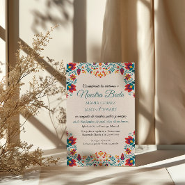 Fiesta Elegant Färgrik Blommig Spansk Bröllop Inbjudningar