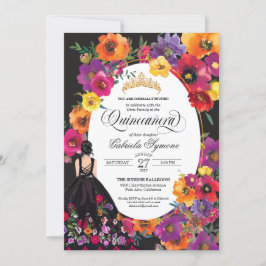 Fiesta Embroidery Watercolor Blommigt quinceanera  Inbjudningar