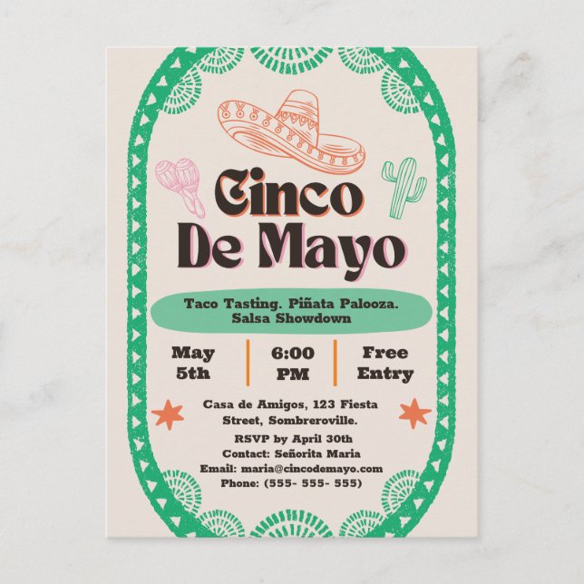 Fiesta Fantástica: Cinco de Mayo Firande Vykort (Framsida)