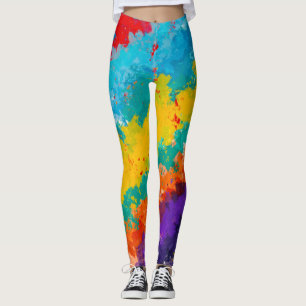 Fiesta Färg Färg Stänk Färgglada Stänk Leggings