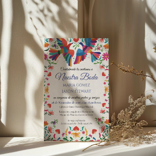Fiesta Färgglad Blommig Modern Boda Spansk Bröllop Inbjudningar