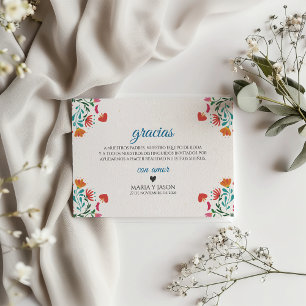 Fiesta Färgglad Blommig Modern Boda Spansk Bröllop Tack Kort