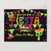 Fiesta Färgglad Cinco De Mayo Vykort Inbjudan