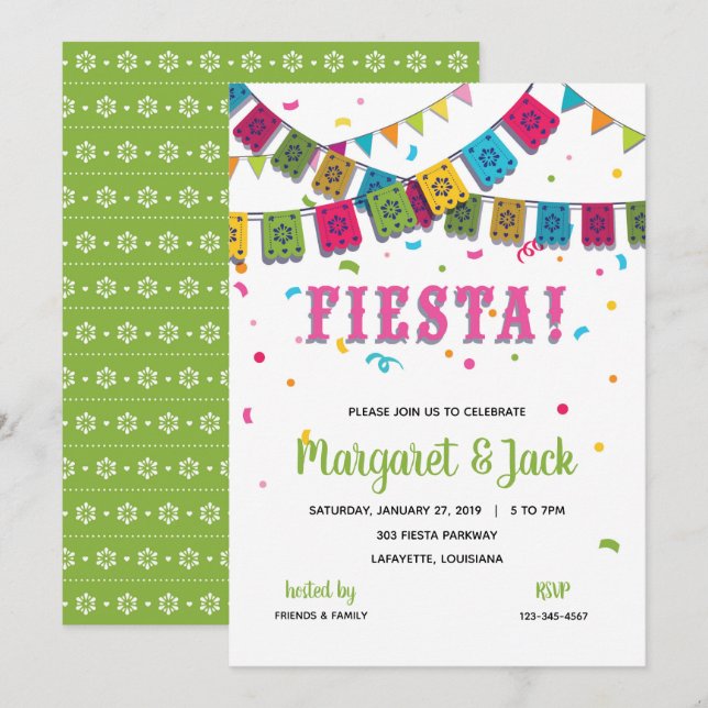 Fiesta-fest Invitation Inbjudningar (Fram/baksida)