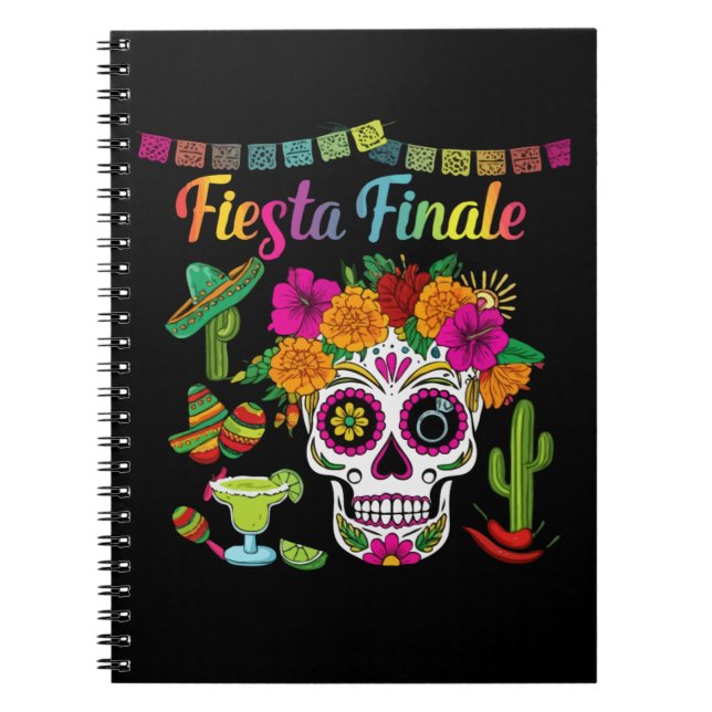 "Fiesta Finale" Färgglad Socker Skalle Möhippa Anteckningsbok (Framsidan)