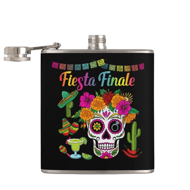 "Fiesta Finale" Färgglad Sockerskalle Möhippa Fickplunta (Öppnad)