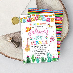Fiesta First Birthday Investigation Girl Inbjudningar