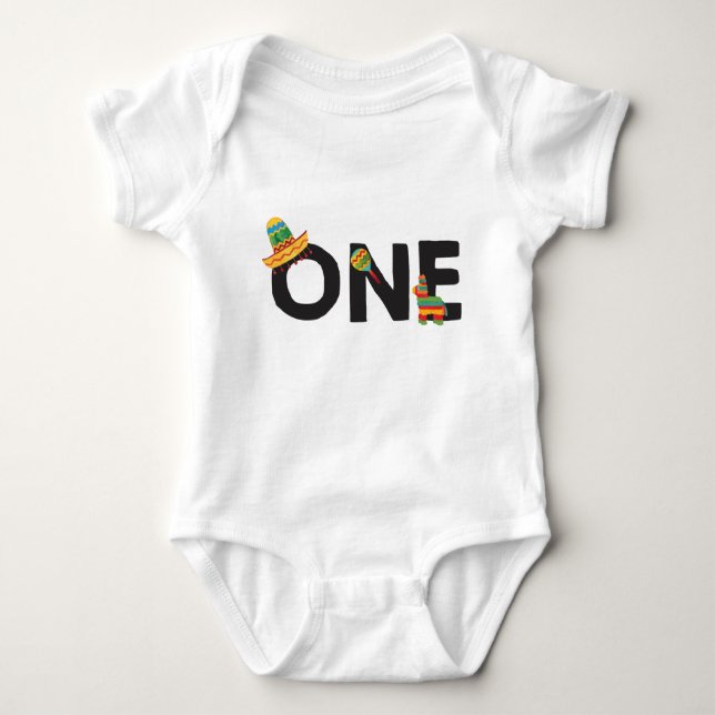 Fiesta First Birthday Outfit T Shirt (Framsida)