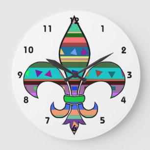 Fiesta Fleur de Lis Clock Stor Klocka