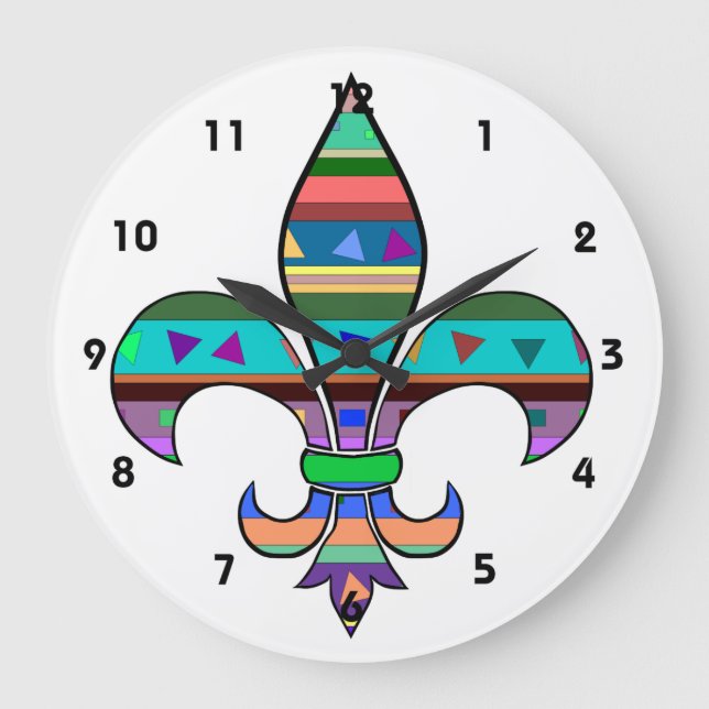 Fiesta Fleur de Lis Clock Stor Klocka (Framsida)