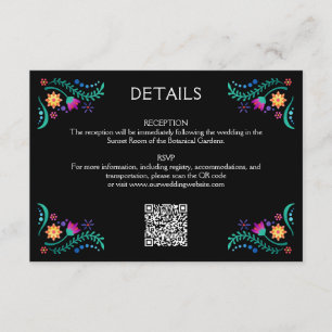 Fiesta Floral Bröllops QR-detaljer Tilläggskort
