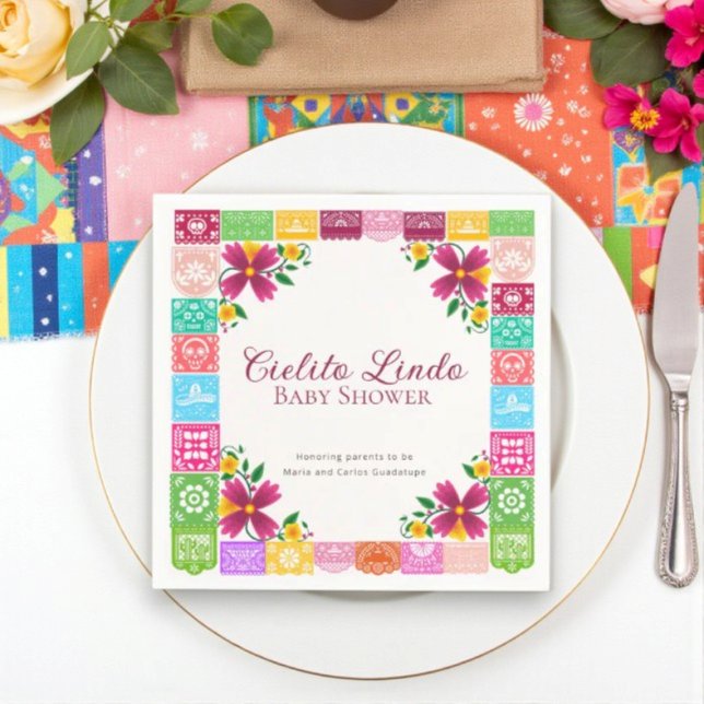 Fiesta Floral Cielito Lindo Baby Shower Napkins Pappersservett (Skapare uppladdad)