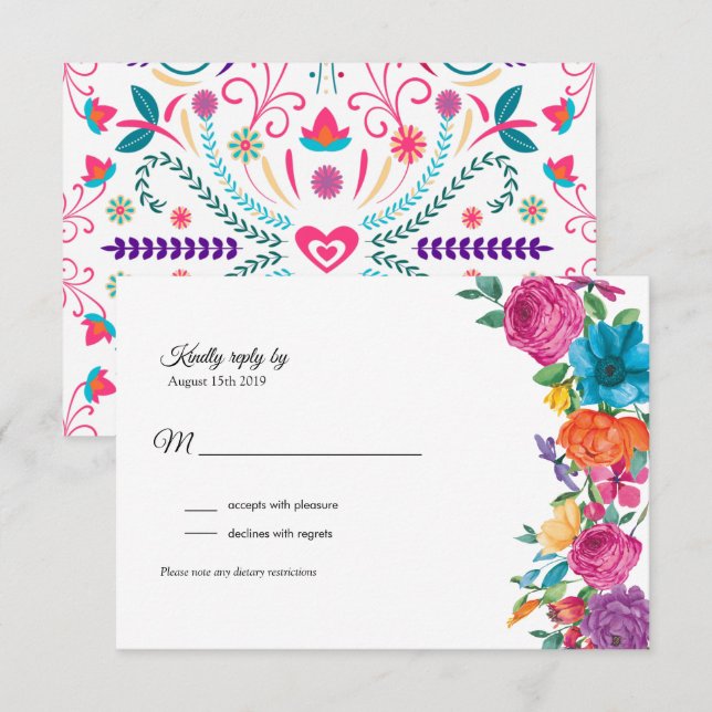 Fiesta Flowers & Mexikanska Embroidery OSA kort (Fram/baksida)