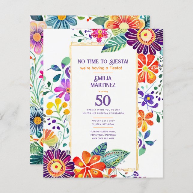 FIESTA Födelsedag  Folkart Blommor 21:a 25:e 30:e (Fram/baksida)