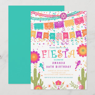 Fiesta Födelsedagsfest inbjudan, färglöst Låt oss Inbjudningar