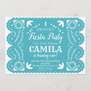 Fiesta Födelsedagsfest Inbjudan Papel Picado