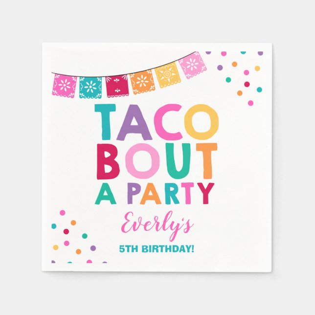 Fiesta Födelsedagsfest Napkin Taco Bout A Party Pappersservett (Framsidan)