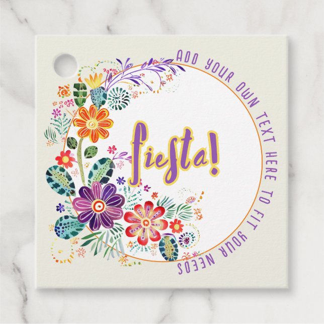 FIESTA Folkart Blommor Anpassad Gåvor Etiketter (Framsida)