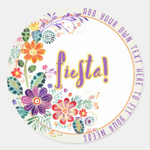 FIESTA Folkart Blommor Anpassad Runt Klistermärke